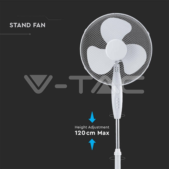 Ventilator cu Picior Reglabil 120 cm, 40W, 3 Trepte de Viteză – Silențios, Alb Elegant [4]