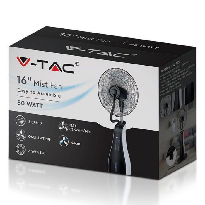 VENTILATOR CU PULVERIZARE CU REZERVOR 3.2L 80W - ALB/NEGRU [3]