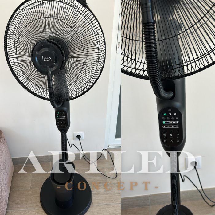 Ventilator cu pulverizare Teesa TSA8067, 3 viteze, 3 setari volum de ceata, Temporizator, Oscilatie automata, 5 Roti de transport (Negru) [3]