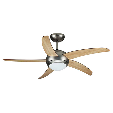 VENTILATOR TAVAN 60W CU ILUMINAT - ARGINTIU/LEMN [1]