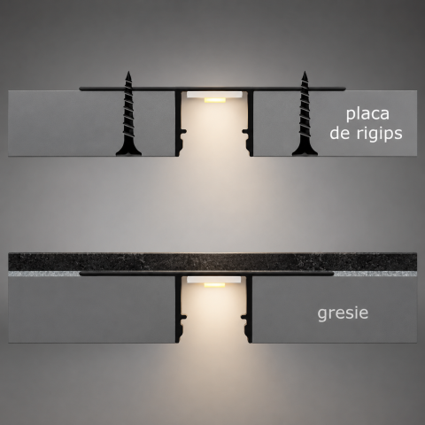 Profil LED tavan rigips sau perete gresie, 2 metri [5]