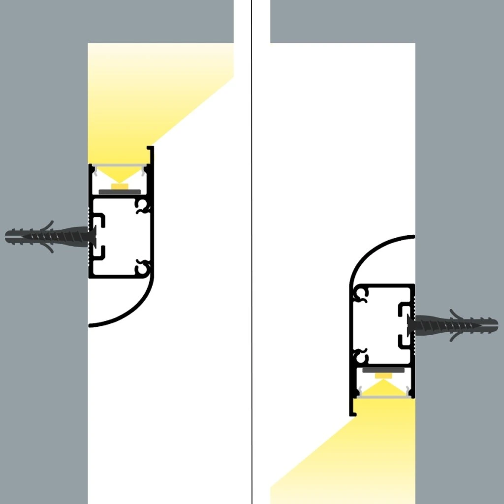 Profil aluminiu pentru Banda LED, montaj aparent, pentru iluminare indirectă perete/tavan, 2 m. [5]