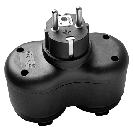 Adaptoare priza - ADAPTOR 2 CAI IP44 16A MAX 3500W - NEGRU