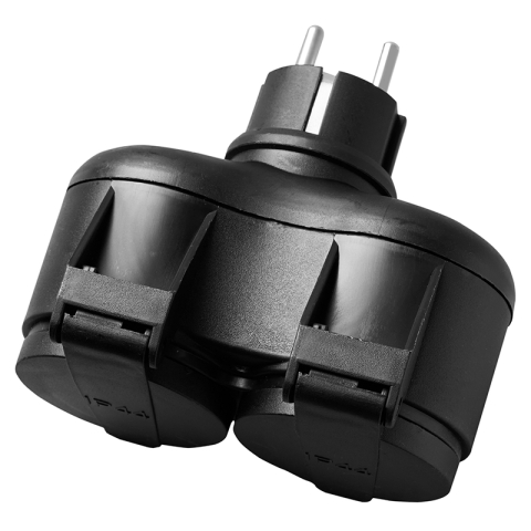 ADAPTOR 2 CAI IP44 16A MAX 3500W - NEGRU [3]