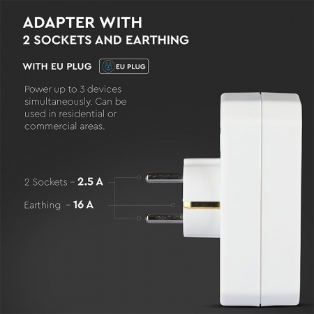 ADAPTOR 3 PRIZE 1X16A 2x2.5A MAX 3500W [9]