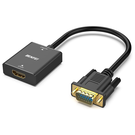 Adaptoare - ADAPTOR HDMI MAMA LA VGA TATA CU JACK AUDIO 3.5MM - NEGRU