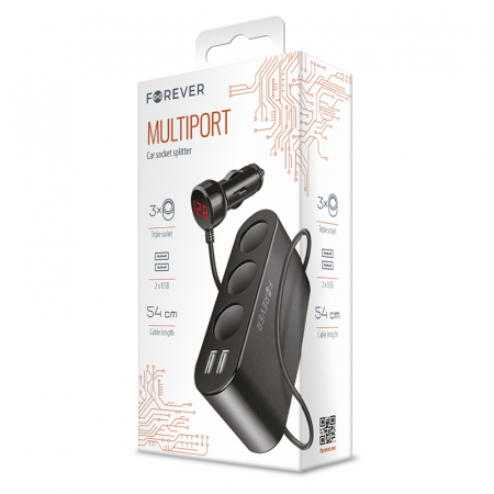 ADAPTOR PRIZA AUTO 3CAI + 2XUSB 2.4A [2]