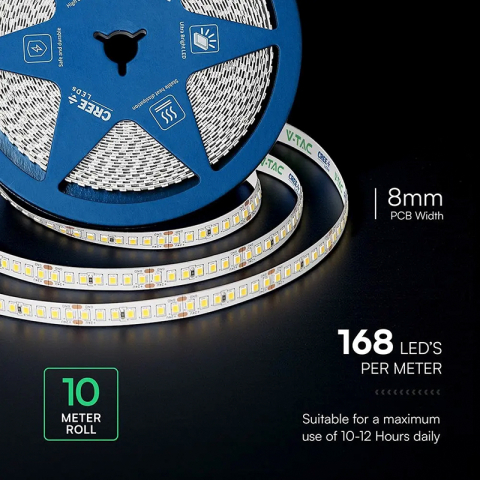 BANDA LED 8MM 12W/M 24V IP20 ROLA 10M 3000K CIP CREE [3]