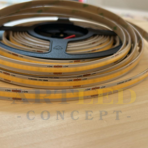 Banda LED COB 24V 5W, IP65 rezistenta la apa, 115lm/W, CRI>90, 320 LED, rola 5m [2]