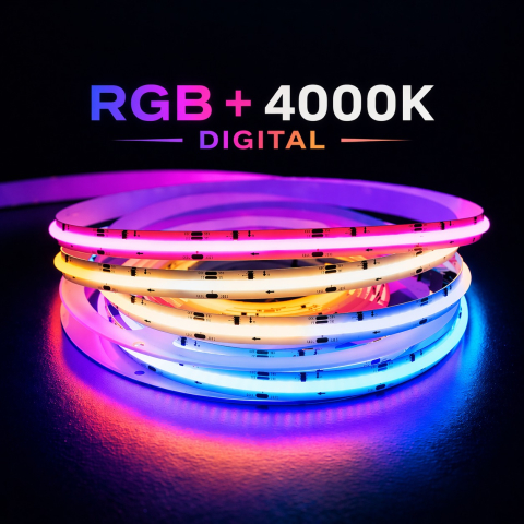 Banda Led Running Digitala - Banda LED RGBW Digitala 420LED COB • 24V • 17W • WS2811 IC • 10mm • IP20 Running 5 metri