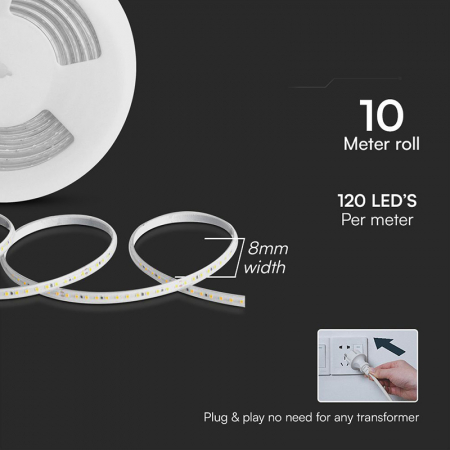 BANDA LED SMD2835 10.5W/M 220-240V IP65 ALBASTRU ROLA 10M [4]
