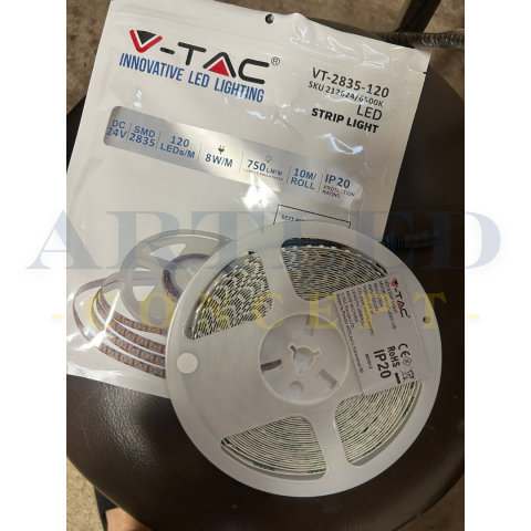 Banda led smd2835 120led/m 24v 6500k ip20 10m V-tac [1]