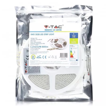 Banda led smd3528 120led/m 4500k ip65 5m V-tac [4]