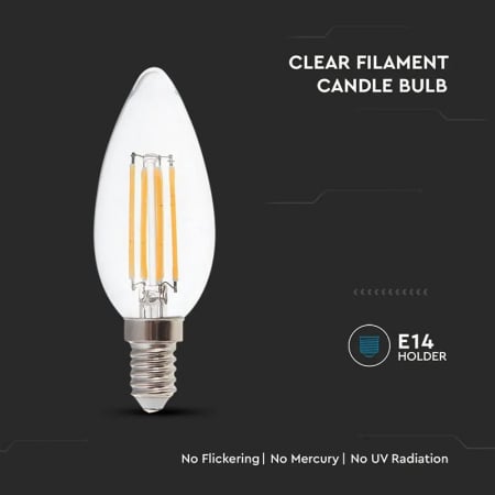 Bec E14 cu filament led 4W 3000K V-tac [3]