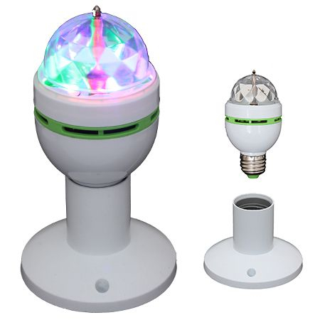 Efecte / Efecte LED - Bec E27 cu LED-uri RGB 1W x 3 Cap Rotativ + Suport E27