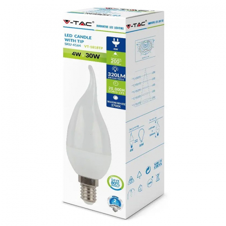 Bec led e14 4w 6000k alb rece V-tac [2]