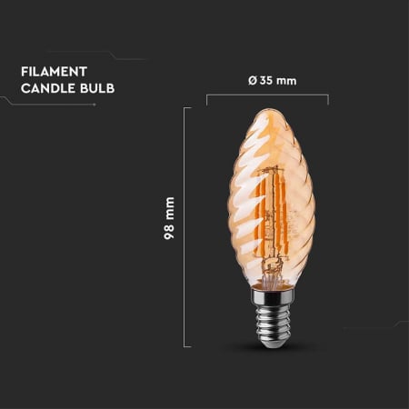 Bec led e14 4w cu filament 2200k V-tac [3]