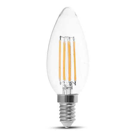 Becuri Led Cu Filament - Bec led filament e14 4w 6000k alb rece V-tac