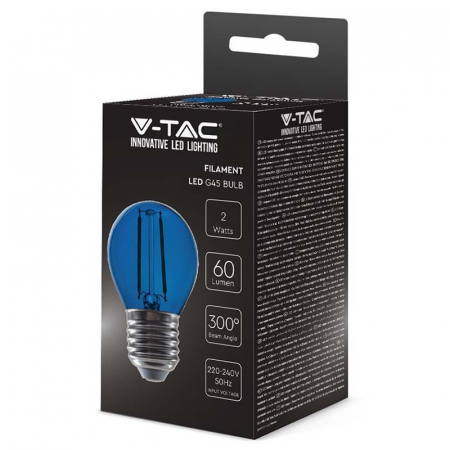 Bec led g45 e27 2w cu filament lumina albastra V-tac [2]