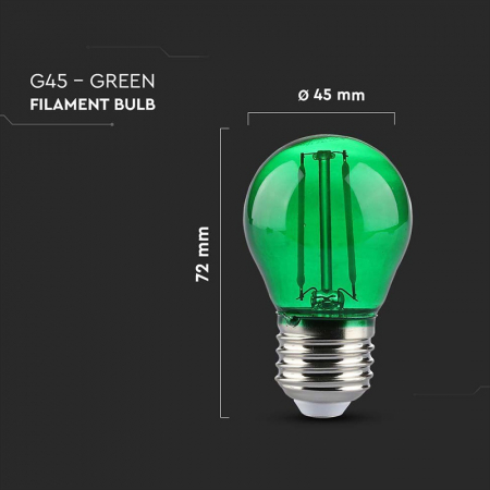 Bec led g45 e27 2w cu filament lumina verde V-tac [3]