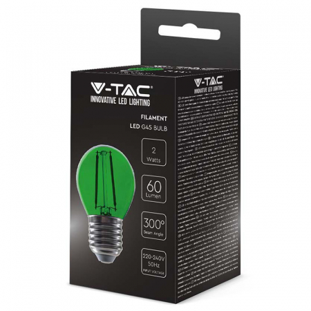 Bec led g45 e27 2w cu filament lumina verde V-tac [2]