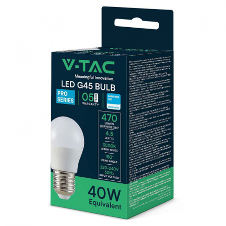 BEC LED G45 E27 4.5W 3000K ALB CALD, CIP SAMSUNG [2]