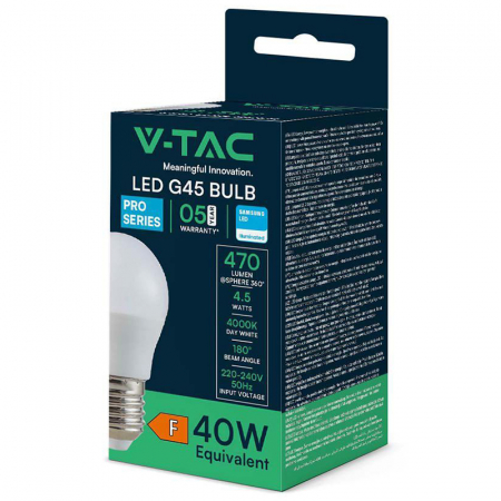 BEC LED G45 E27 4.5W 4000K ALB NEUTRU, CIP SAMSUNG [2]
