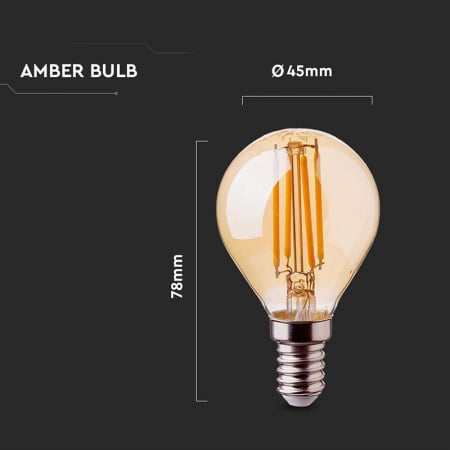 Bec led p45 e14 4w filament 2200k alb cald V-tac [3]