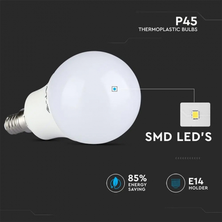 Bec led p45 e14 5.5w cri95+ 2700k alb cald V-tac [4]
