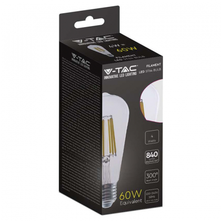Bec led st64 e27 4w cu filament 4000k model edison V-tac [2]