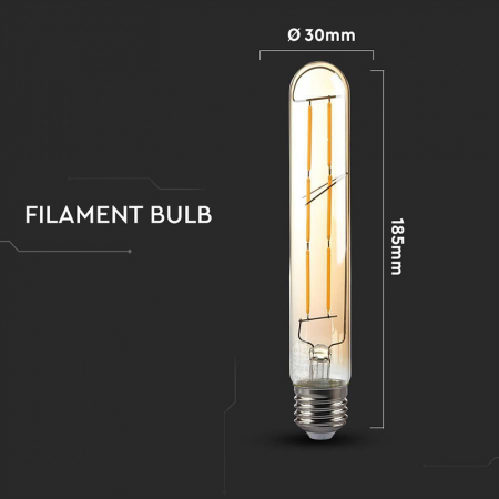 Bec led t30 e27 cu filament 6w 2200k alb cald V-tac [3]