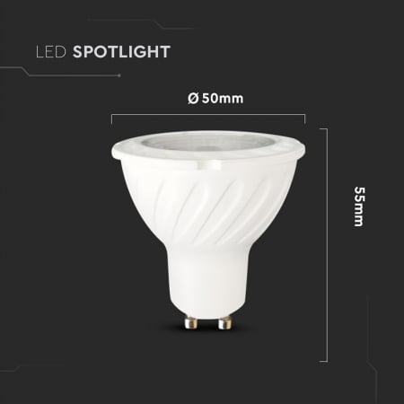 Bec spot LED GU10, 6W, 3000K, alb cald, cip Samsung, V-TAC [4]