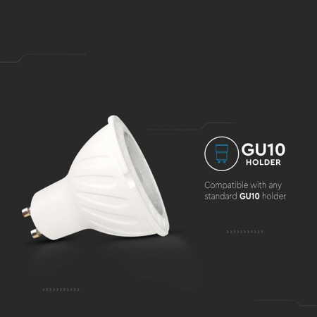 Bec spot LED GU10, 6W, 3000K, alb cald, cip Samsung, V-TAC [6]