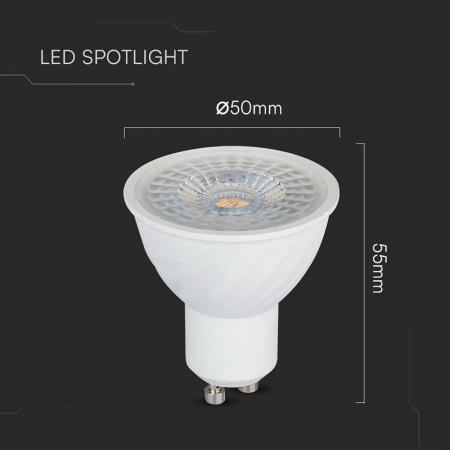 Bec spot led gu10 6w 6400k alb rece, cip samsung V-tac. [5]