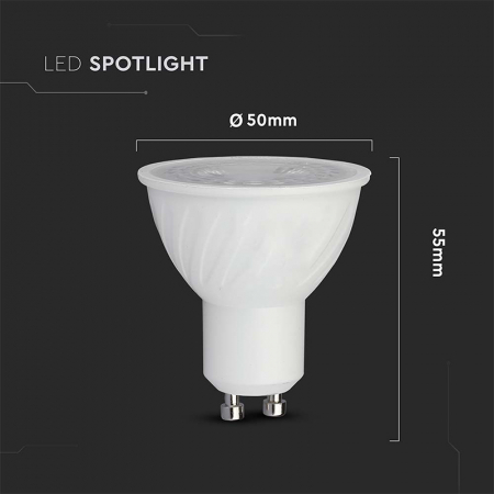 Bec spot led gu10 6w dimabil 3000k alb cald, cip Samsung V-tac [5]