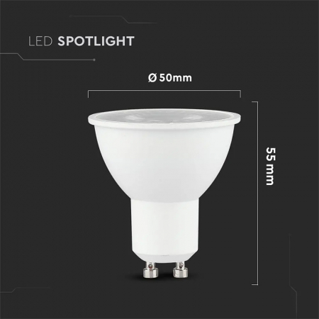 Bec spot led gu10 8w 220-240v 6400k alb rece V-tac [4]