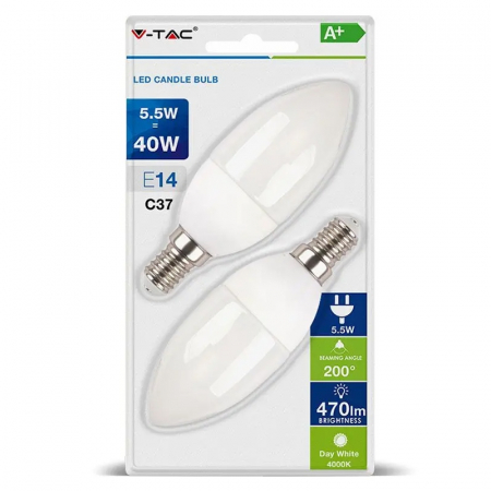 BLISTER 2 BECURI LED E14 5.5W 6400K ALB RECE [1]