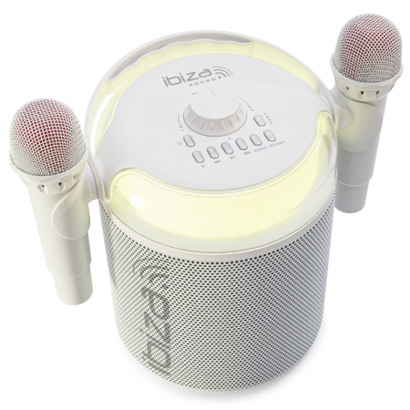 BOXA KARAOKE CU 2 MICROFOANE WIRELESS BT/USB/MSD/AUX - ALB [6]