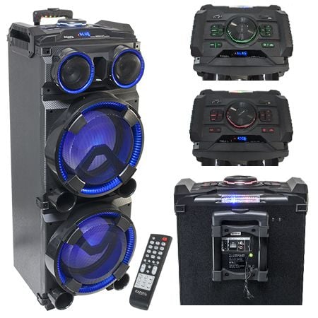 SONORIZARE - BOXA PORTABILA 2X12"/30CM ILUMINATA 300W USB/SD/BT/FM/AUX