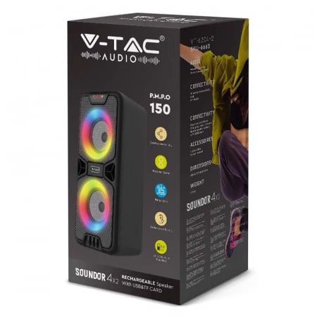BOXA PORTABILA 2X4" 10W BT/MSD/USB [7]