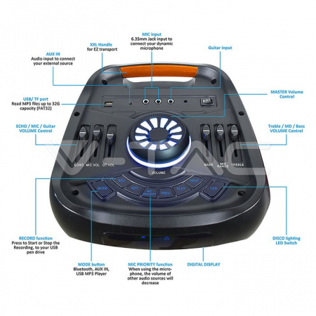 BOXA PORTABILA 2X8" 40W RMS BT/FM/AUX [5]