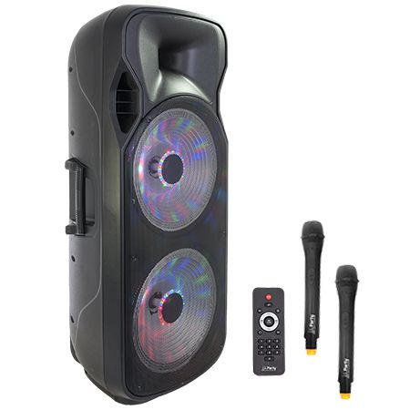 Import - BOXA PORTABILA ILUMINATA LED 2X15"/38CM 250W RMS CU USB/SD/BT/FM