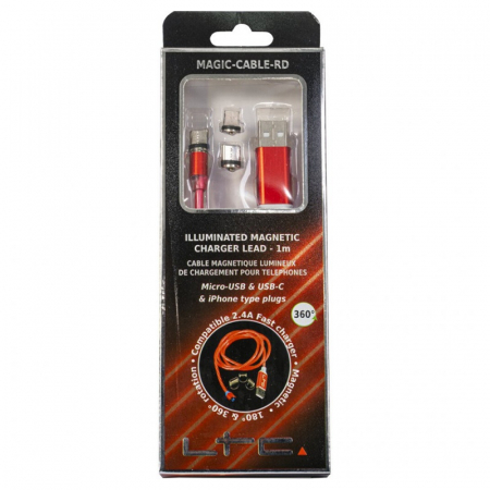 CABLU 1M 3IN1 TIP C/IPHONE/MICRO USB ILUMINAT LED ROSU [4]