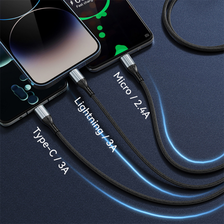 CABLU 3A 3IN1 USB LA USB-C - LIGHTNING - MICRO USB [6]