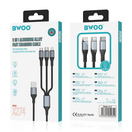 CABLU 3A 3IN1 USB LA USB-C - LIGHTNING - MICRO USB [4]