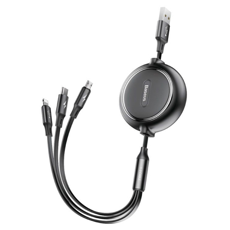 Accesorii GSM/Tablete/Smartwatch - CABLU 3IN1 USB-USB-C-MICRO USB-LIGHTNING 1.2M 3.5A RETRACTABIL