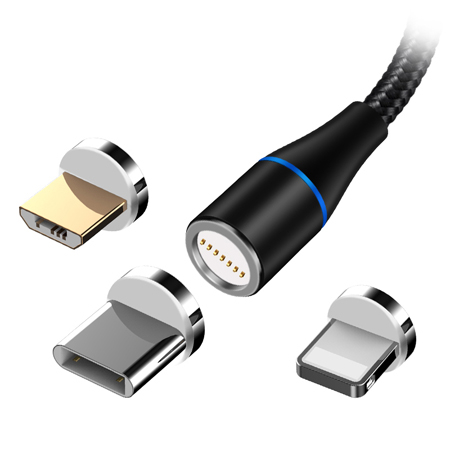 Cabluri - CABLU MAGNETIC 3IN1 USB-C/LIGHTNING/MICRO USB 1M 3A - NEGRU