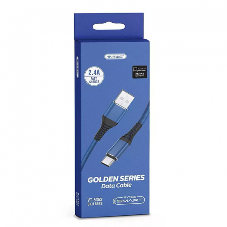 CABLU TIP C 1.2M GOLD EDITION - ALBASTRU [3]