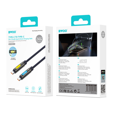 CABLU USB-C - USB - C 1.2M 240W CU RGB SI AROMATHERAPY - NEGRU [4]