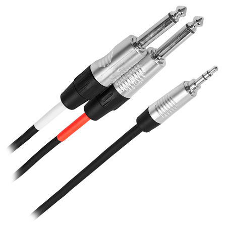 Cabluri audio-video - CABLU Y JACK TATA 3.5M STEREO - 2X JACK 6.35MM MONO 1M